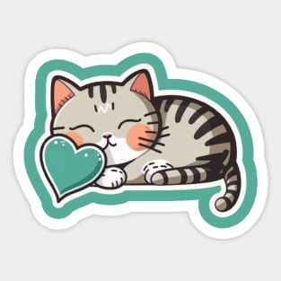 Sleepy Cat Valentine's Day Sticker